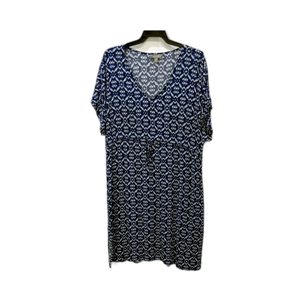 Suzanne Grae Womens Navy and White Patterned Viscose Summer Dress Size M