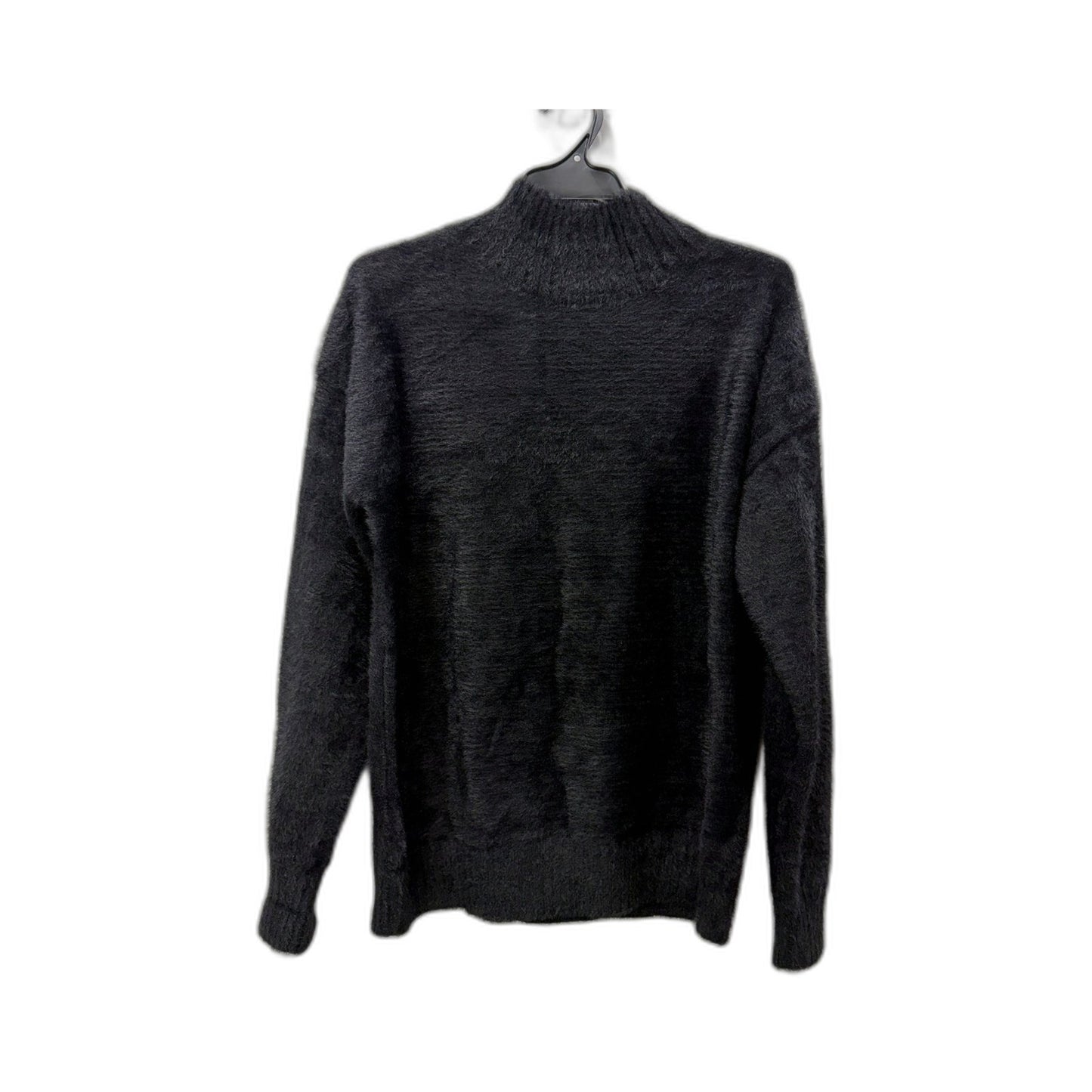 Hourglass Womens Fuzzy Mock Neck Pullover Sweater in Black, Medium Size