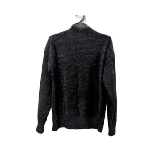 Hourglass Womens Fuzzy Mock Neck Pullover Sweater in Black, Medium Size