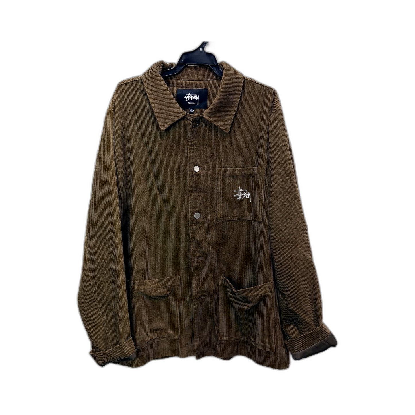 Stussy Mens Corduroy Jacket in Brown - Casual Button-Up Cotton Coat Size L