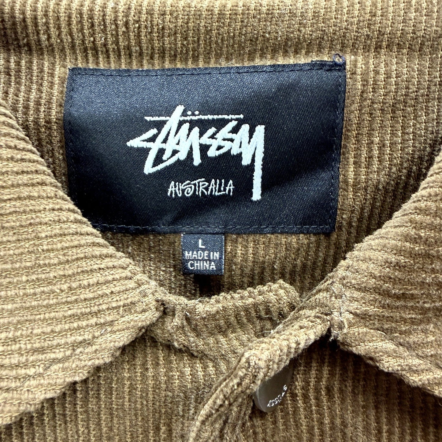 Stussy Mens Corduroy Jacket in Brown - Casual Button-Up Cotton Coat Size L