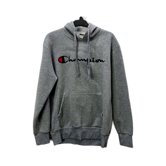 Champion Mens Gray Pullover Sweatshirt with Hooded Cotton Design, Size S