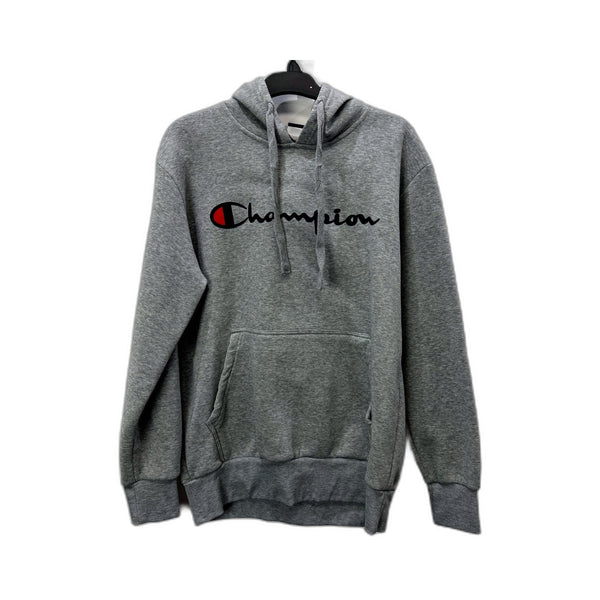 Champion Mens Gray Pullover Sweatshirt with Hooded Cotton Design, Size S