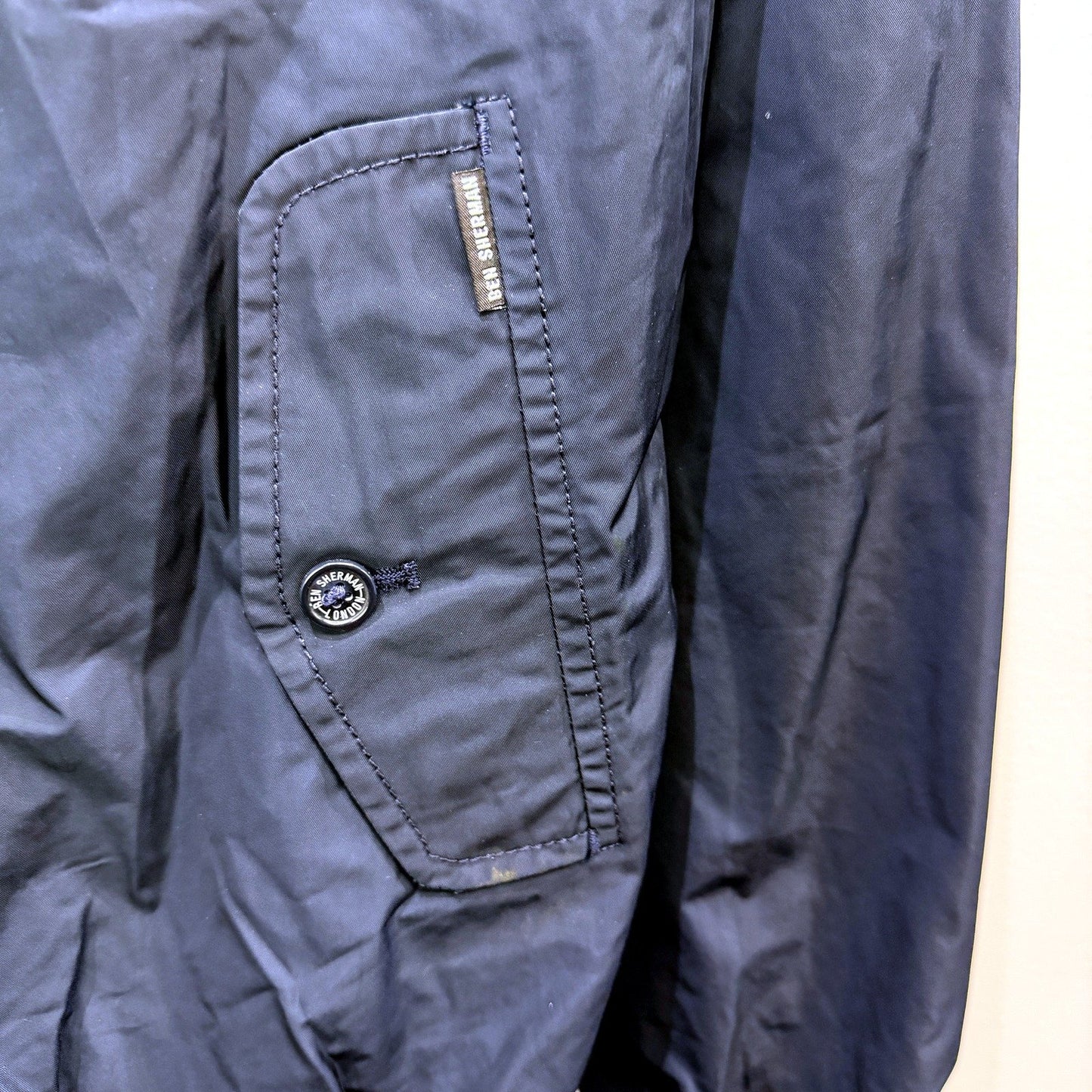 Ben Sherman Mens Lightweight Navy Blue Bomber Jacket, Size M