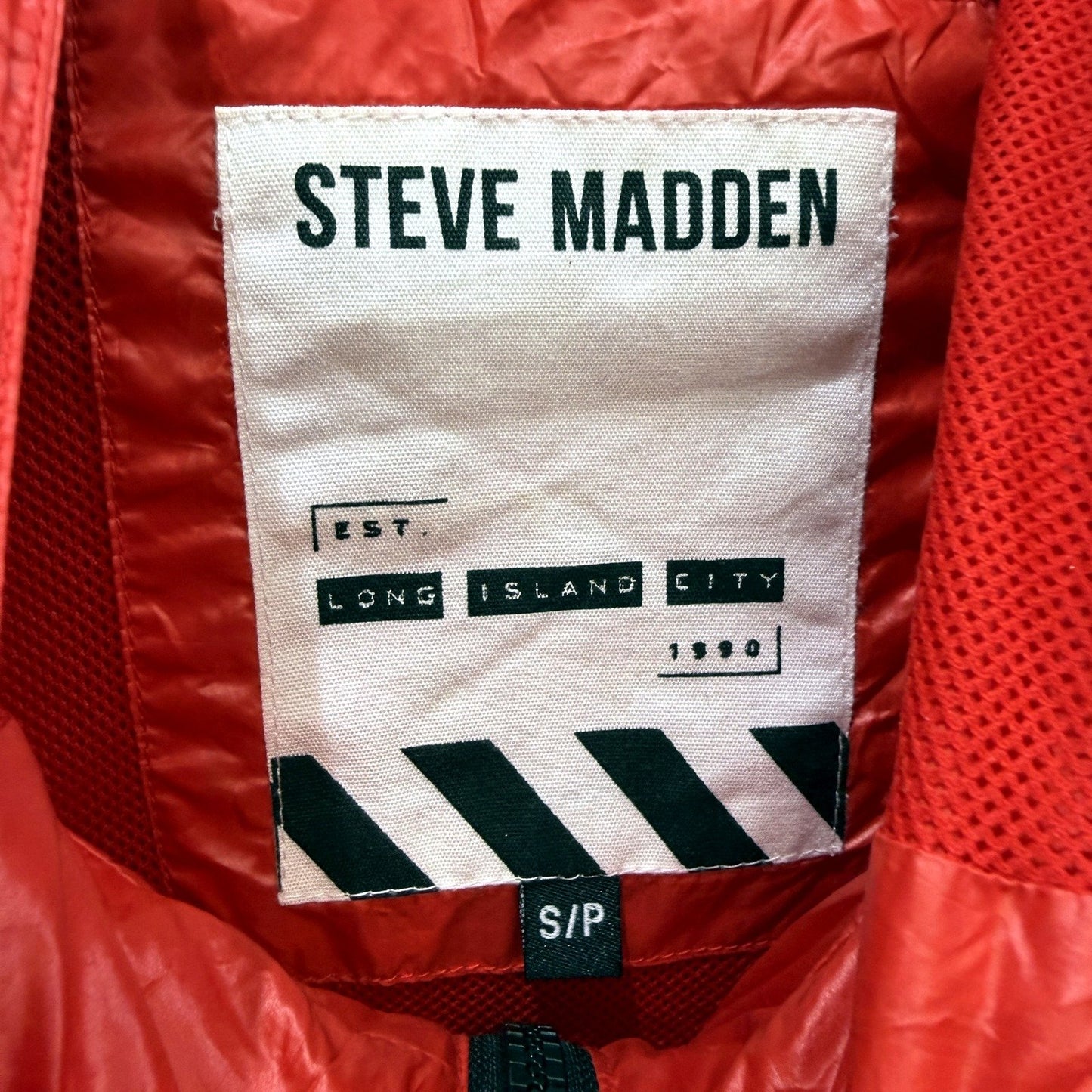 Steve Madden Womens Lightweight Hooded Windbreaker Jacket Bright Red Size S