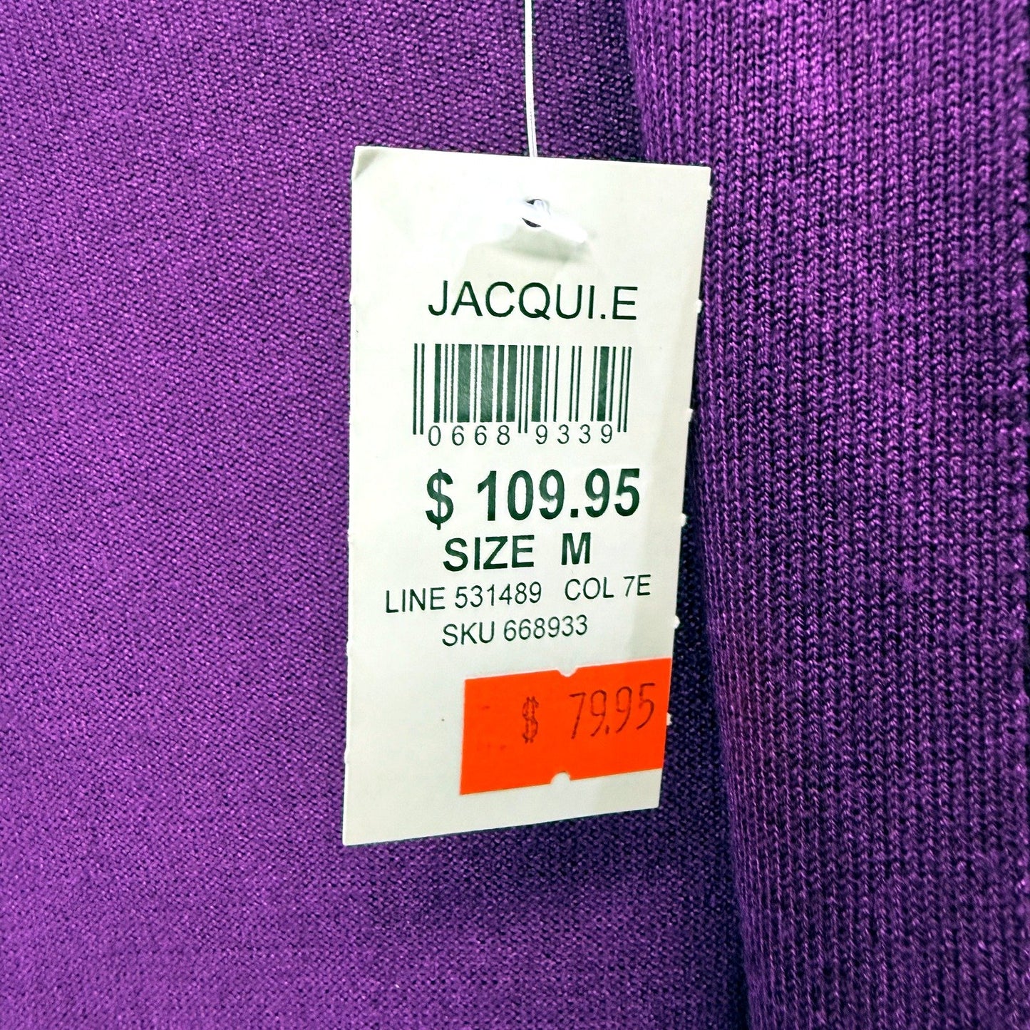 Jacquie Womens Open Front Cardigan Sweater Viscose Nylon Purple Size M NEW