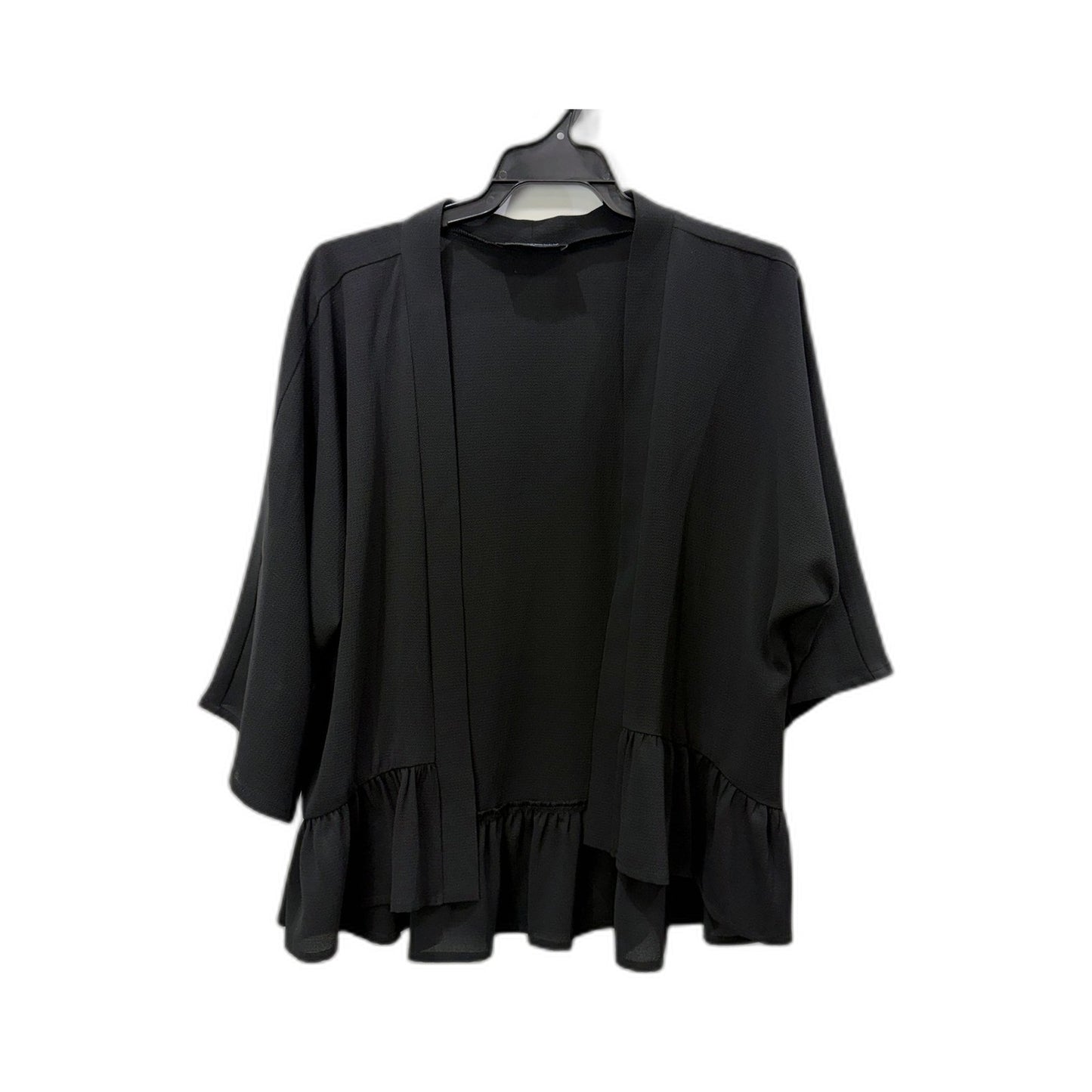 Philosophy Womens Oversized Ruffled Cardigan Sweater in Black Size 12