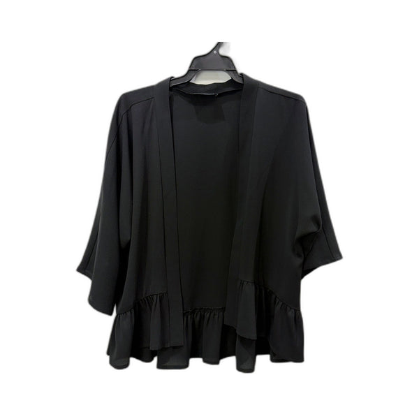 Philosophy Womens Oversized Ruffled Cardigan Sweater in Black Size 12