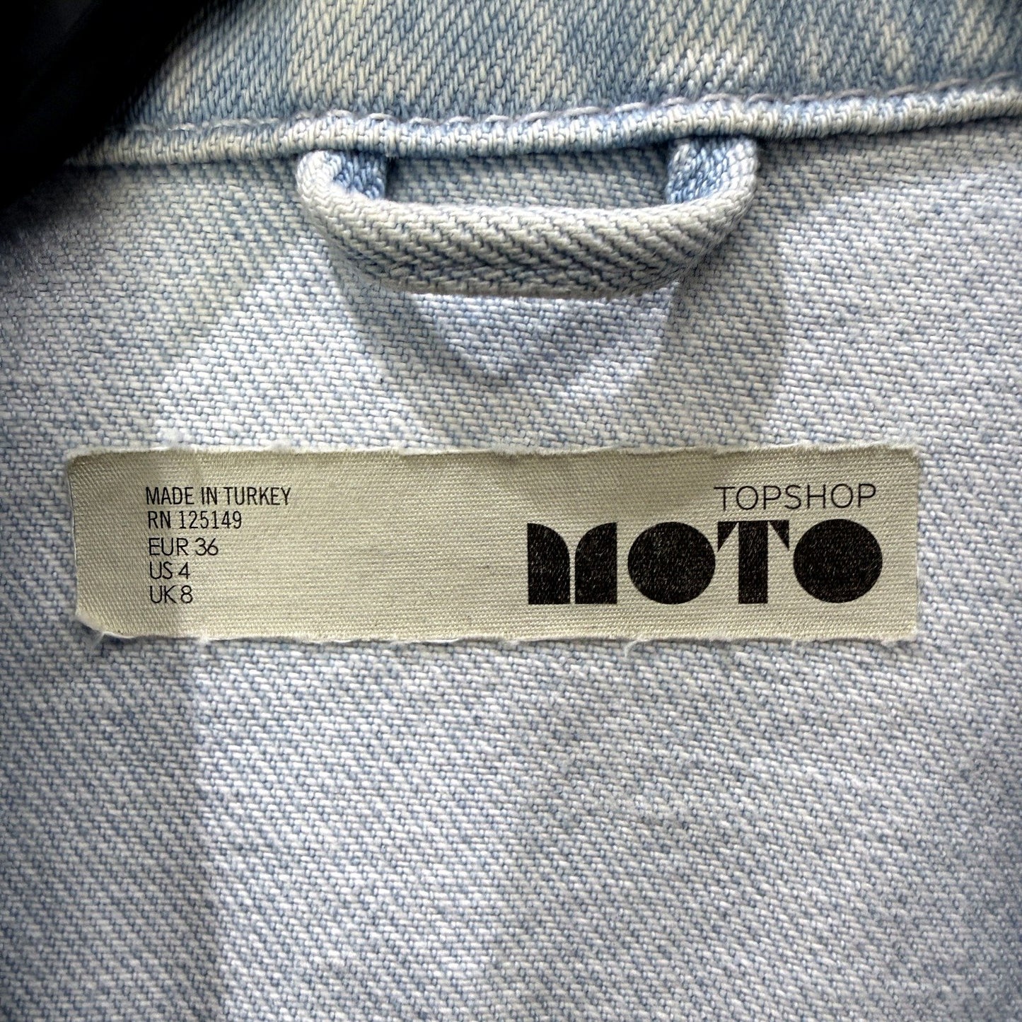 Topshop Moto Womens Light Blue Denim Jacket Size 8