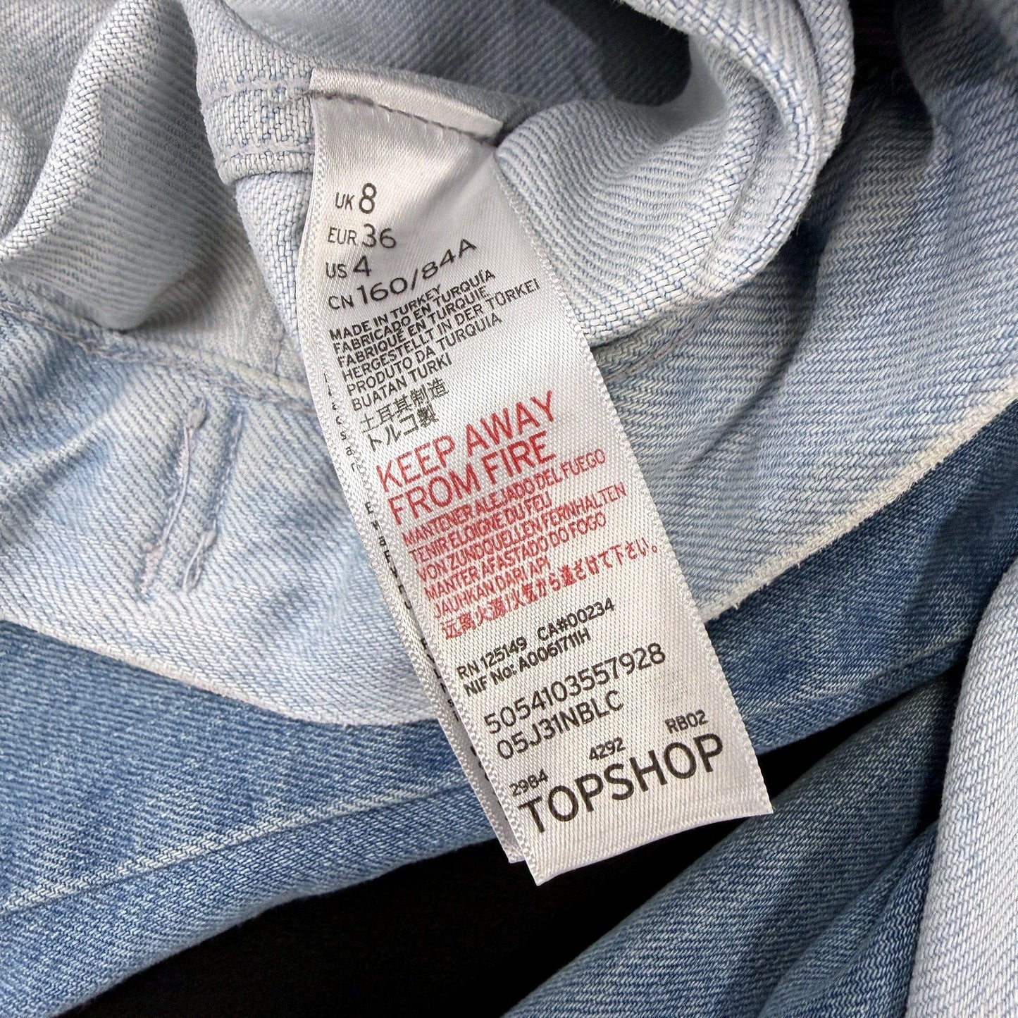 Topshop Moto Womens Light Blue Denim Jacket Size 8
