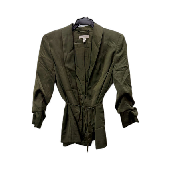 H&M Womens Dress Jacket Olive Green Lightweight Belted Trench Coat for XXS NEW