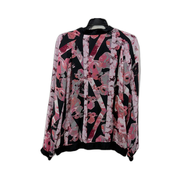 Bettina Liano Womens Floral Print Jacket Lightweight Casual Multi Color Size 14