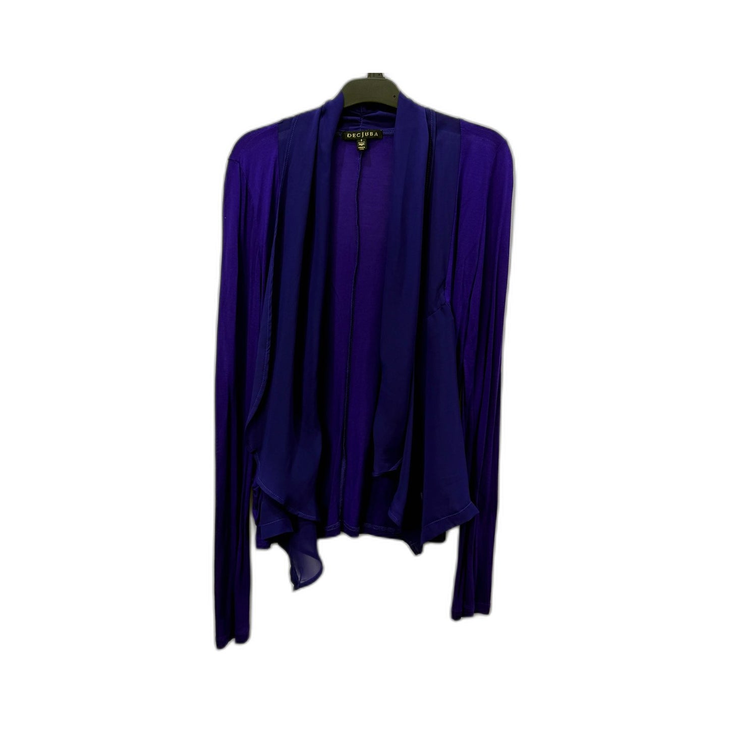 Decjuba Womens Draped Open Front Cardigan Sweater in Purple, Size S