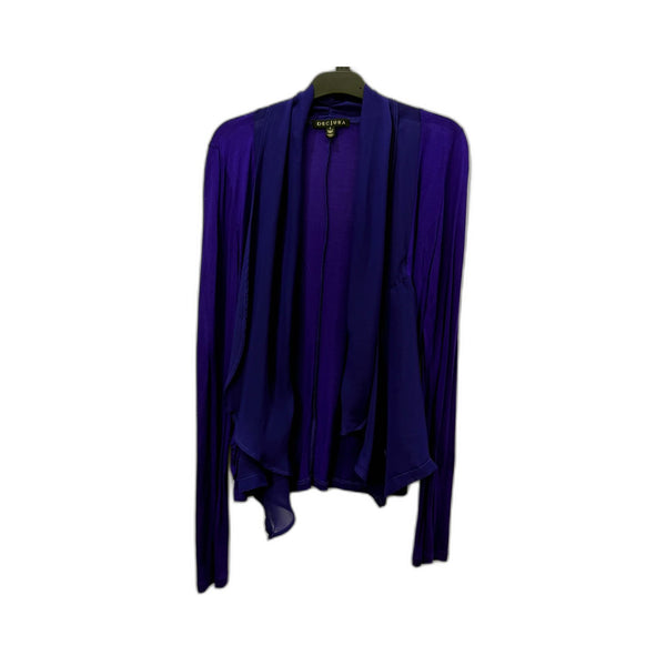 Decjuba Womens Draped Open Front Cardigan Sweater in Purple, Size S