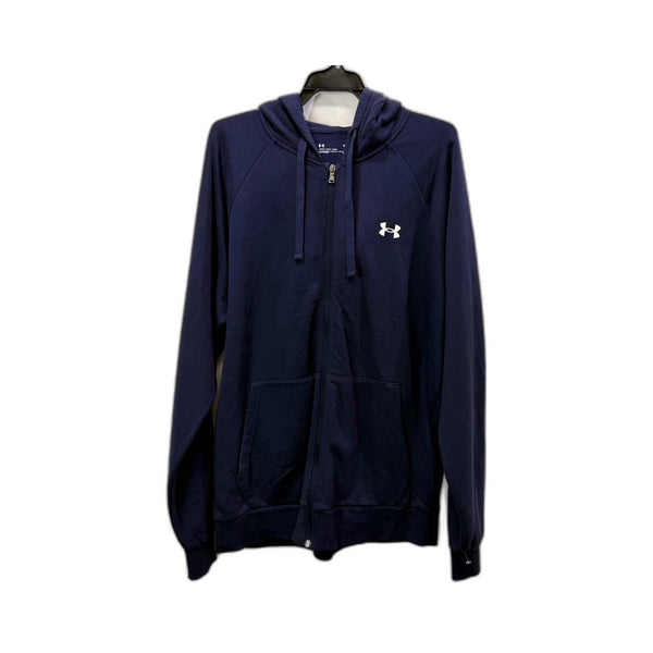 Under Armour Womens Pullover Sweatshirt Navy Blue Hooded Zip Up Athletic Casual