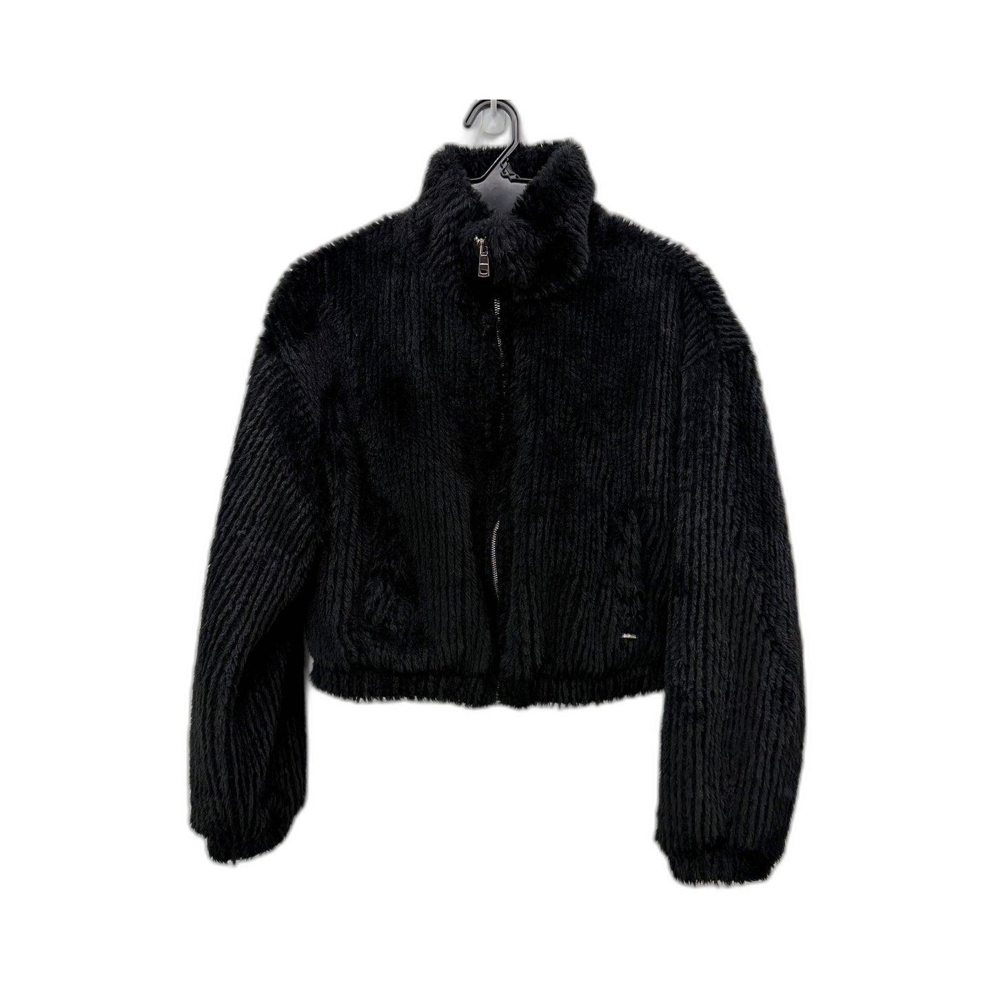 Ava & Ever Womens Cropped Black Faux Fur Jacket for Size 8