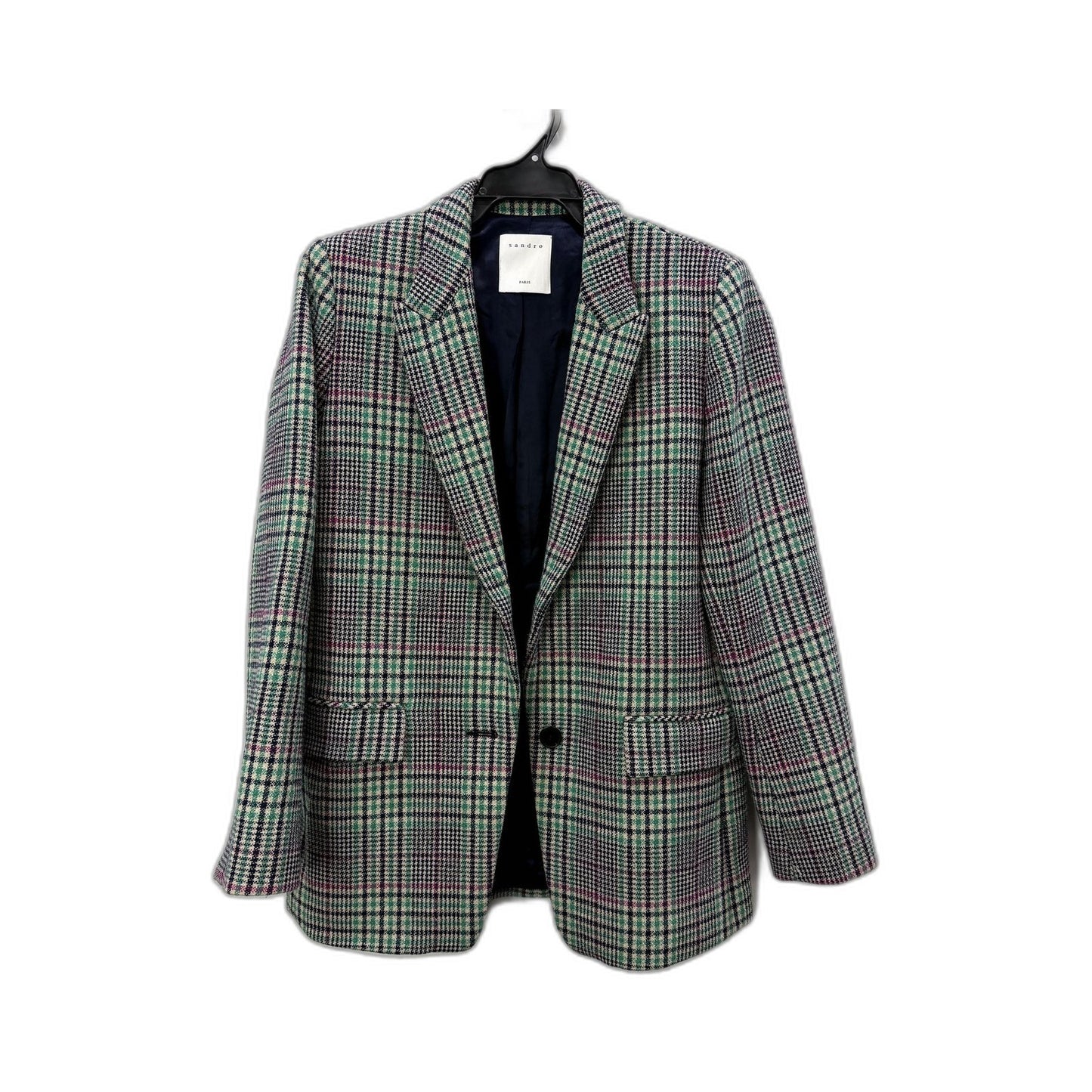 Sandro Mens Plaid Wool Blazer Jacket in Multi Color & - Size 36