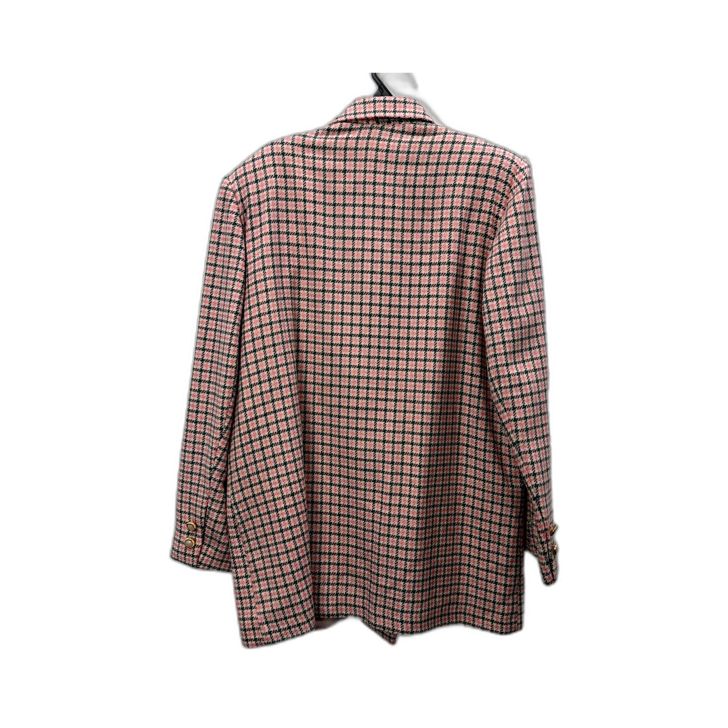 Plaid Womens Blazer Checkered Double Breasted Vintage Jacket Multi Color Size 48