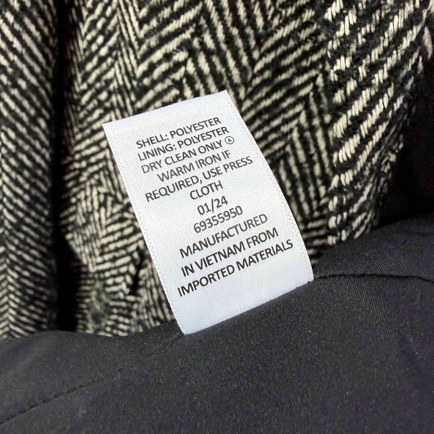 Lily Loves Womens Herringbone Tweed Blazer in Black and White, Size S/M NEW