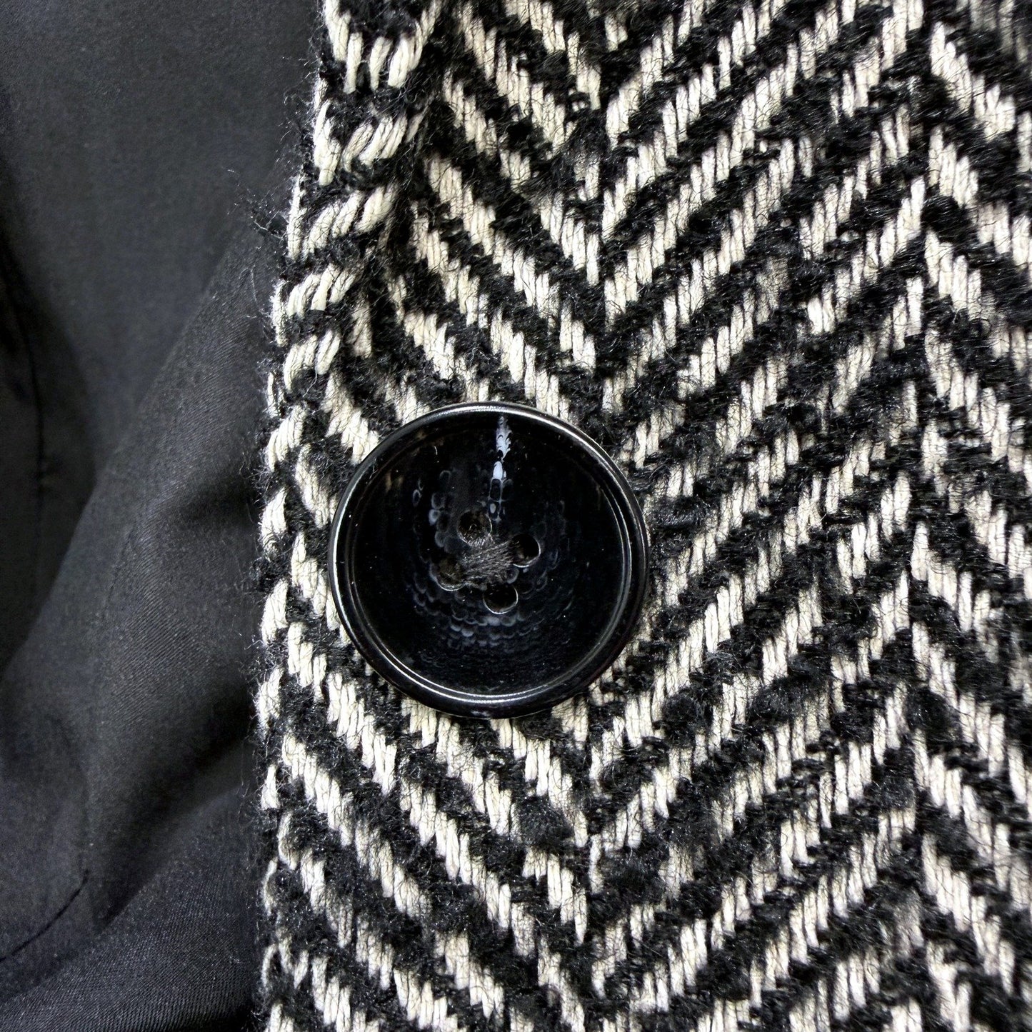 Lily Loves Womens Herringbone Tweed Blazer in Black and White, Size S/M NEW