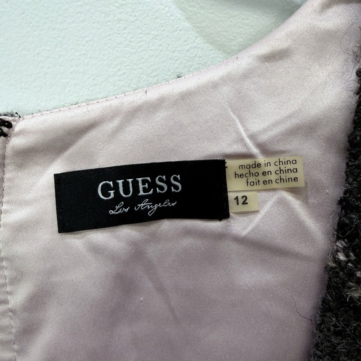 Guess Womens Plaid Puff Sleeve Zip Front Dress Multi Color Size 12