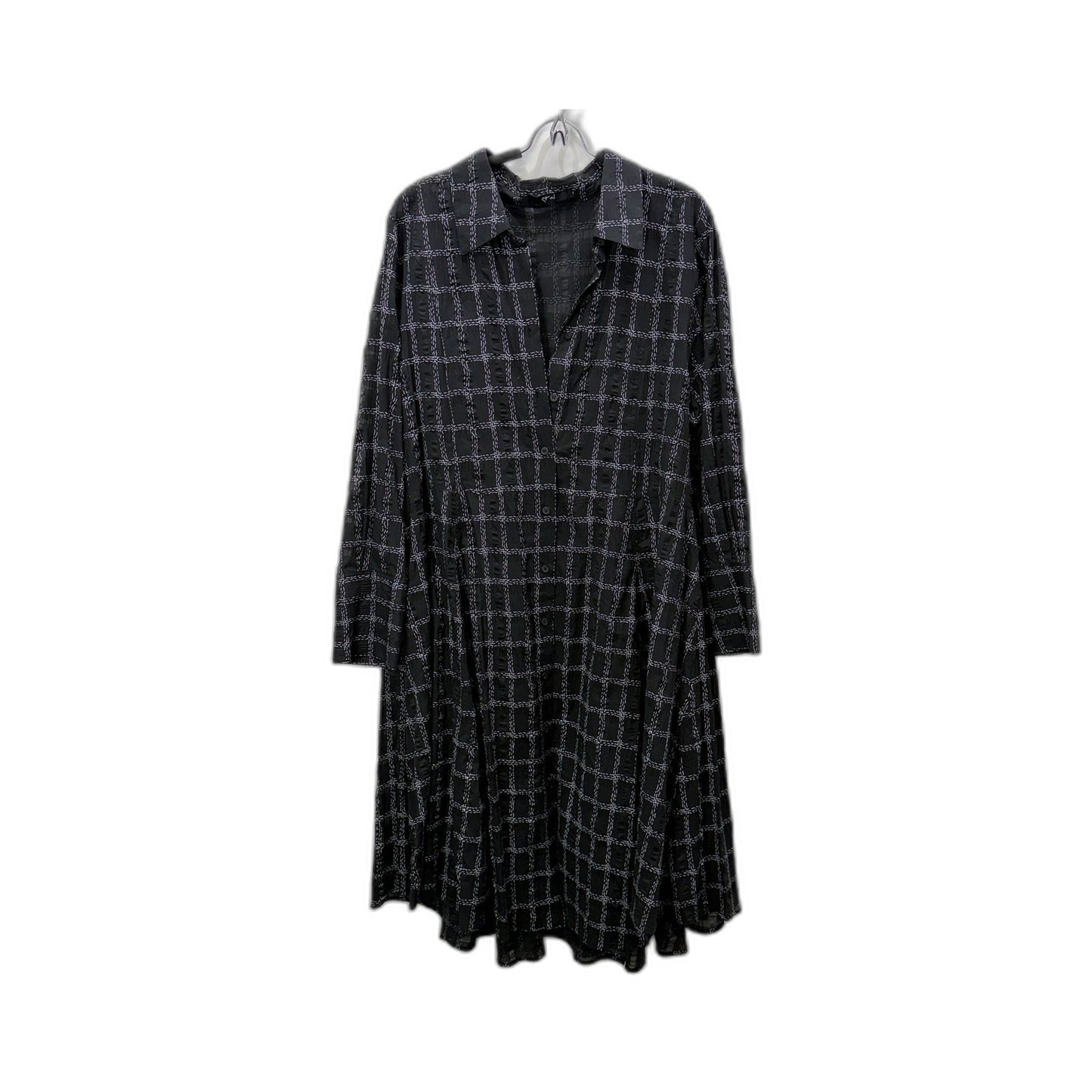 Etal Womens Plaid Button Front Long Sleeve Black Dress Size 7