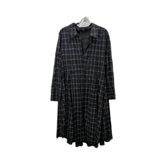 Etal Womens Plaid Button Front Long Sleeve Black Dress Size 7