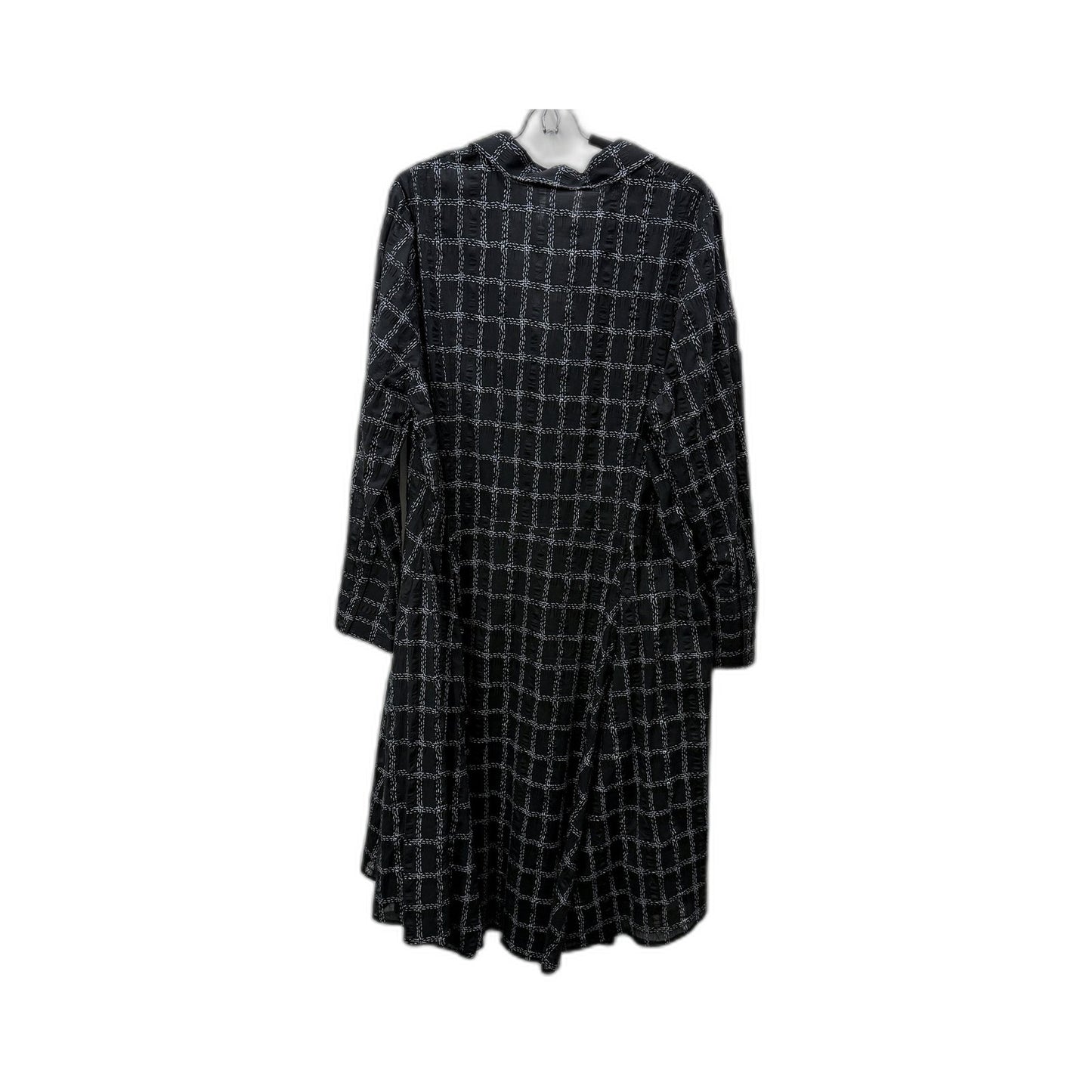 Etal Womens Plaid Button Front Long Sleeve Black Dress Size 7