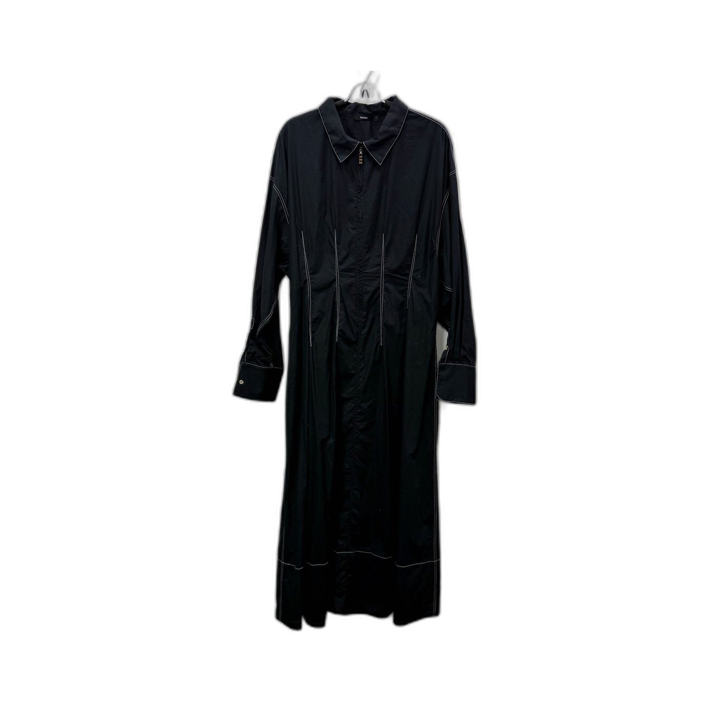 Bassike Womens Long Cotton Black Coat - Size 4