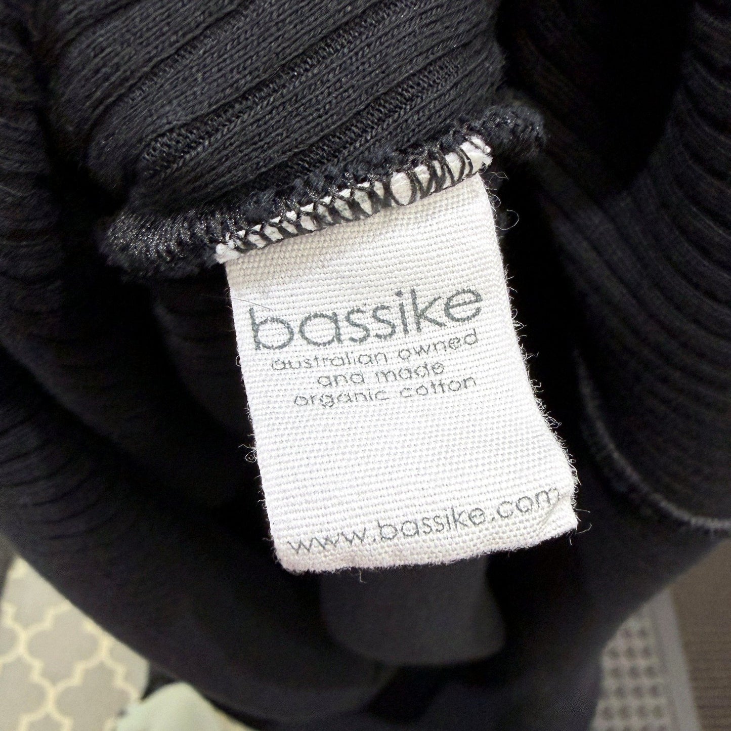 Bassike Womens Ribbed Knit Pullover Dress Black Comfortable Stylish Size XL