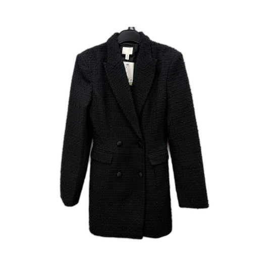 H&M Womens Wool Blend Textured Double Breasted Black Coat Size S NEW