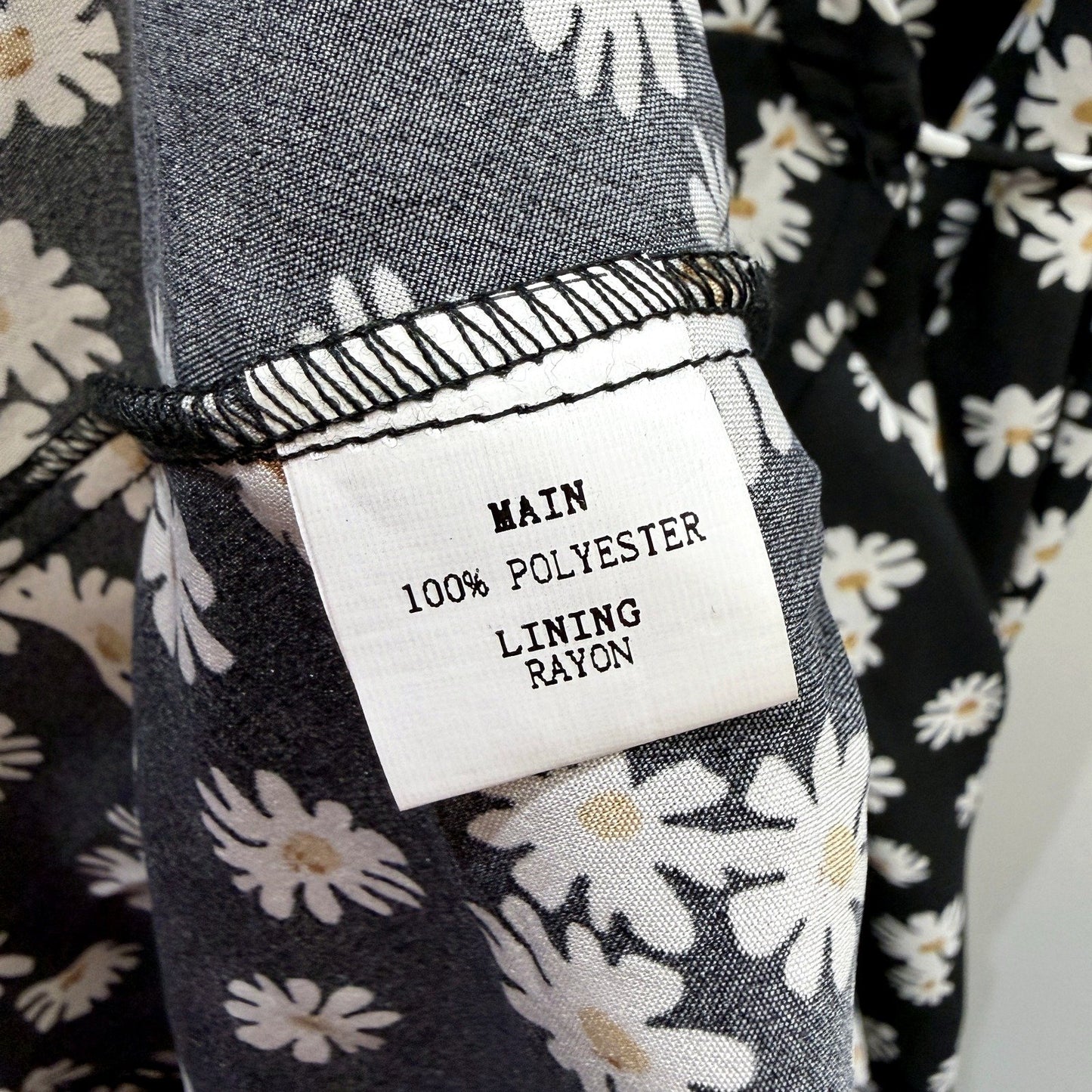 Hello Molly Womens Floral Print Wrap Dress Puff Sleeve Black White Size 10