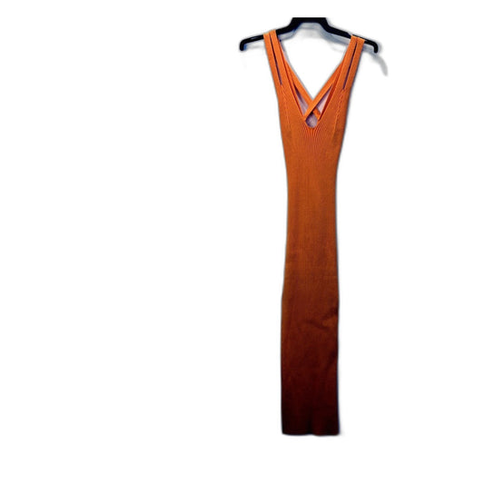 Kookai Womens Ribbed Knit Maxi Dress in Orange - Size 2