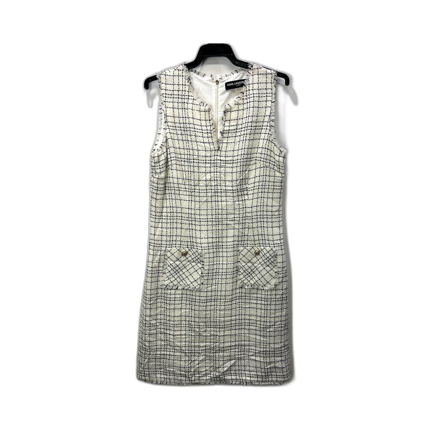 Karl Lagerfeld Womens Tweed Dress Sleeveless in White and Black, Size 6