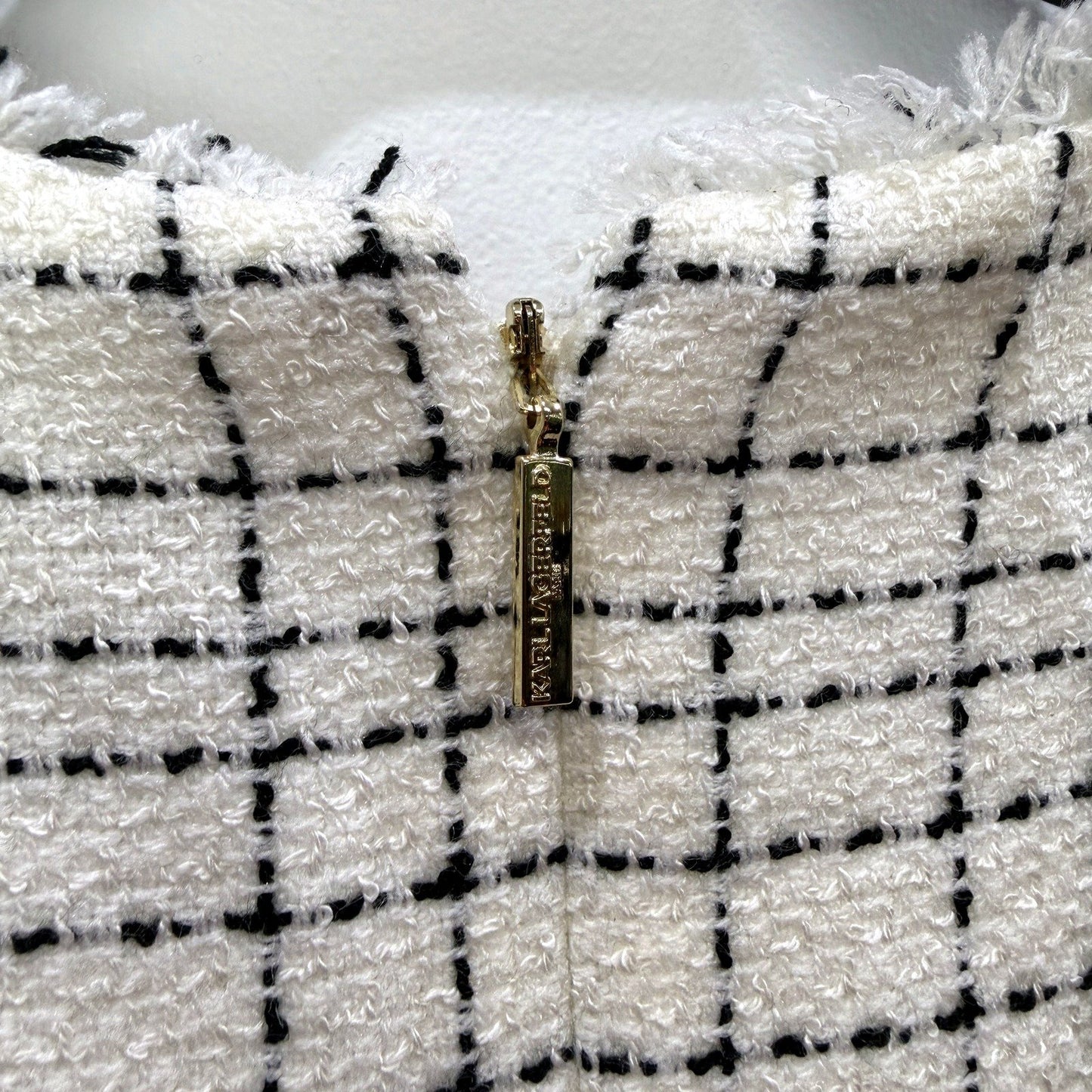 Karl Lagerfeld Womens Tweed Dress Sleeveless in White and Black, Size 6