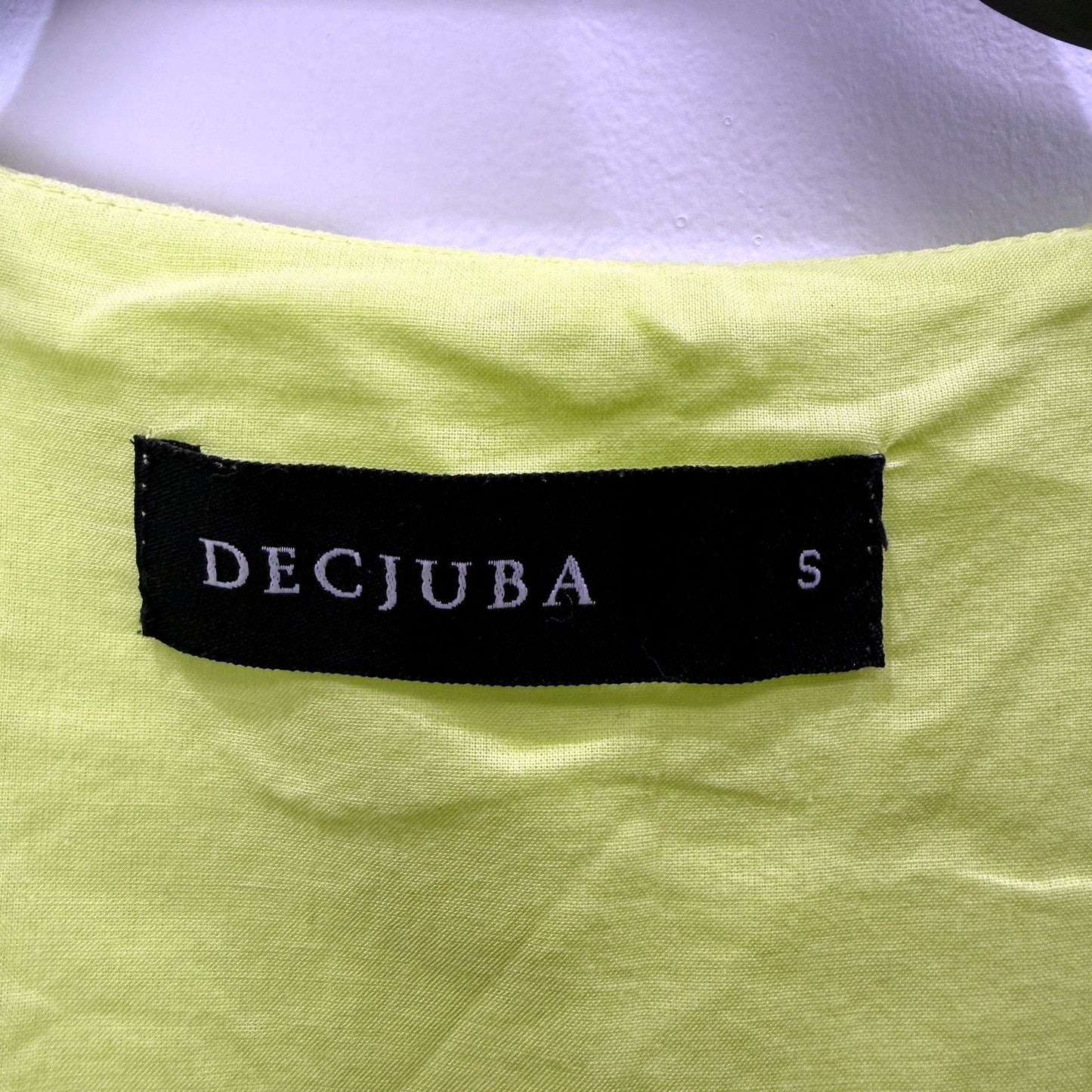 Decjuba Womens Puff Sleeve Ruffled Linen Dress in Lime Green, Size S