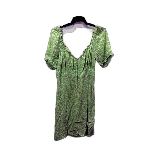 Tokito Womens Floral Print Dress Puff Sleeve Ruffle Green White Size 12