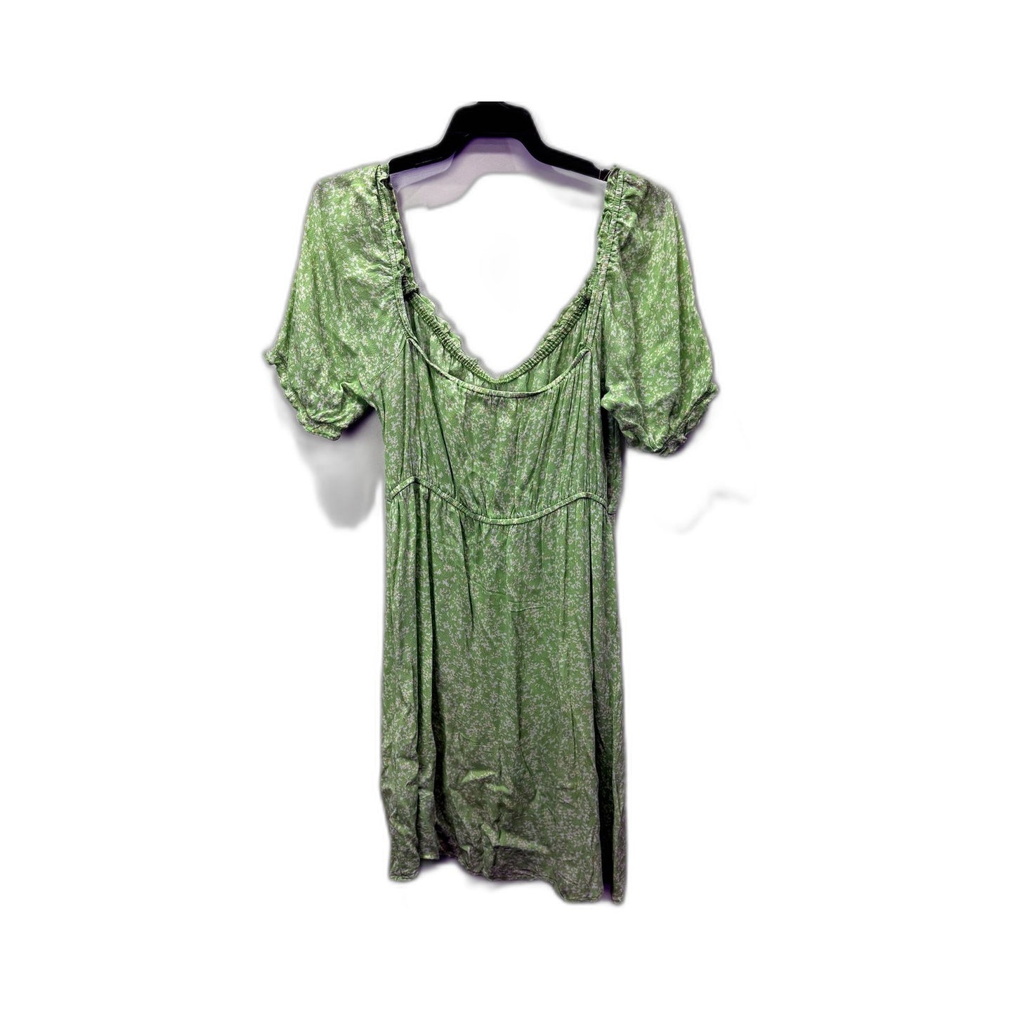 Tokito Womens Floral Print Dress Puff Sleeve Ruffle Green White Size 1–  Vinnies Online