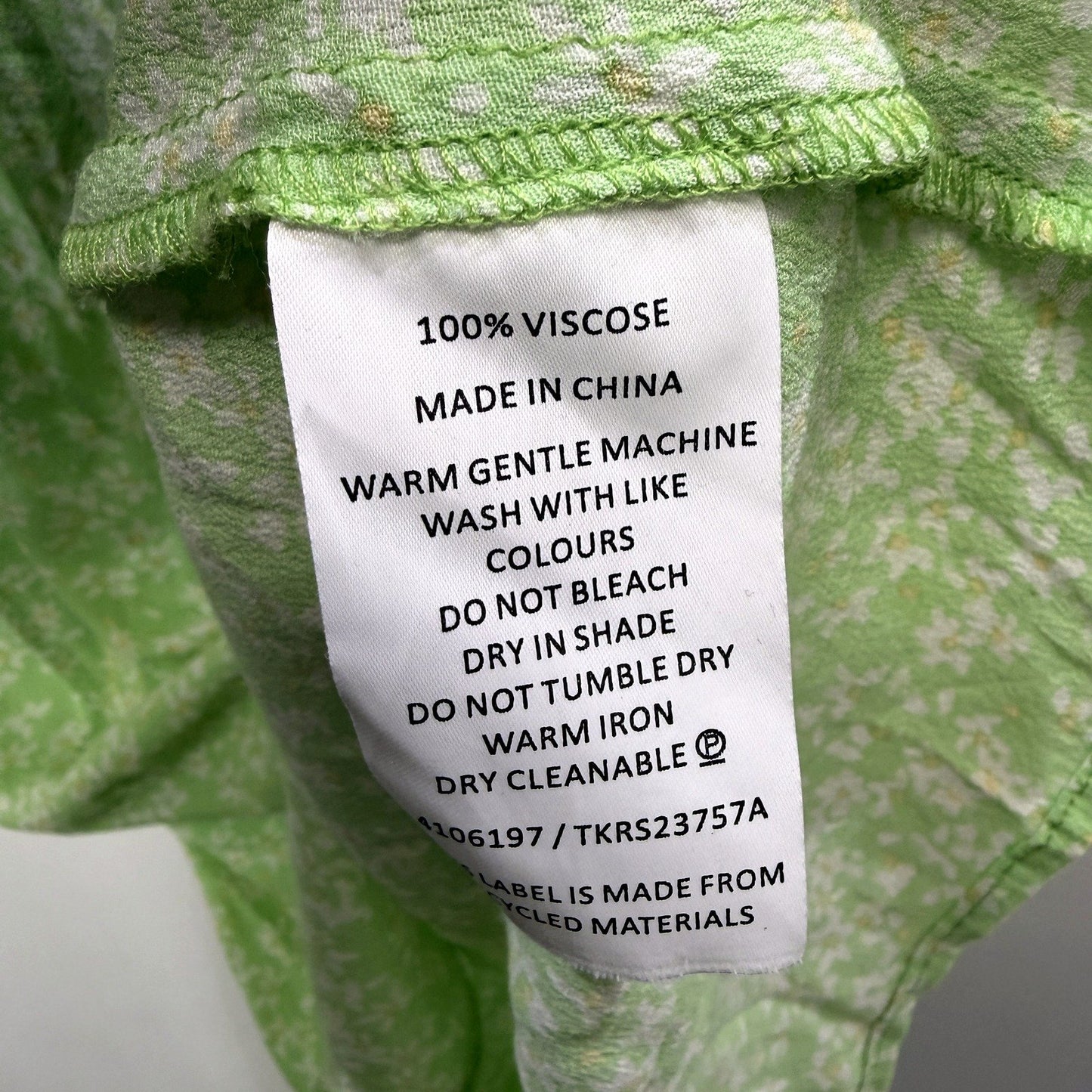 Tokito Womens Floral Print Dress Puff Sleeve Ruffle Green White Size 1–  Vinnies Online