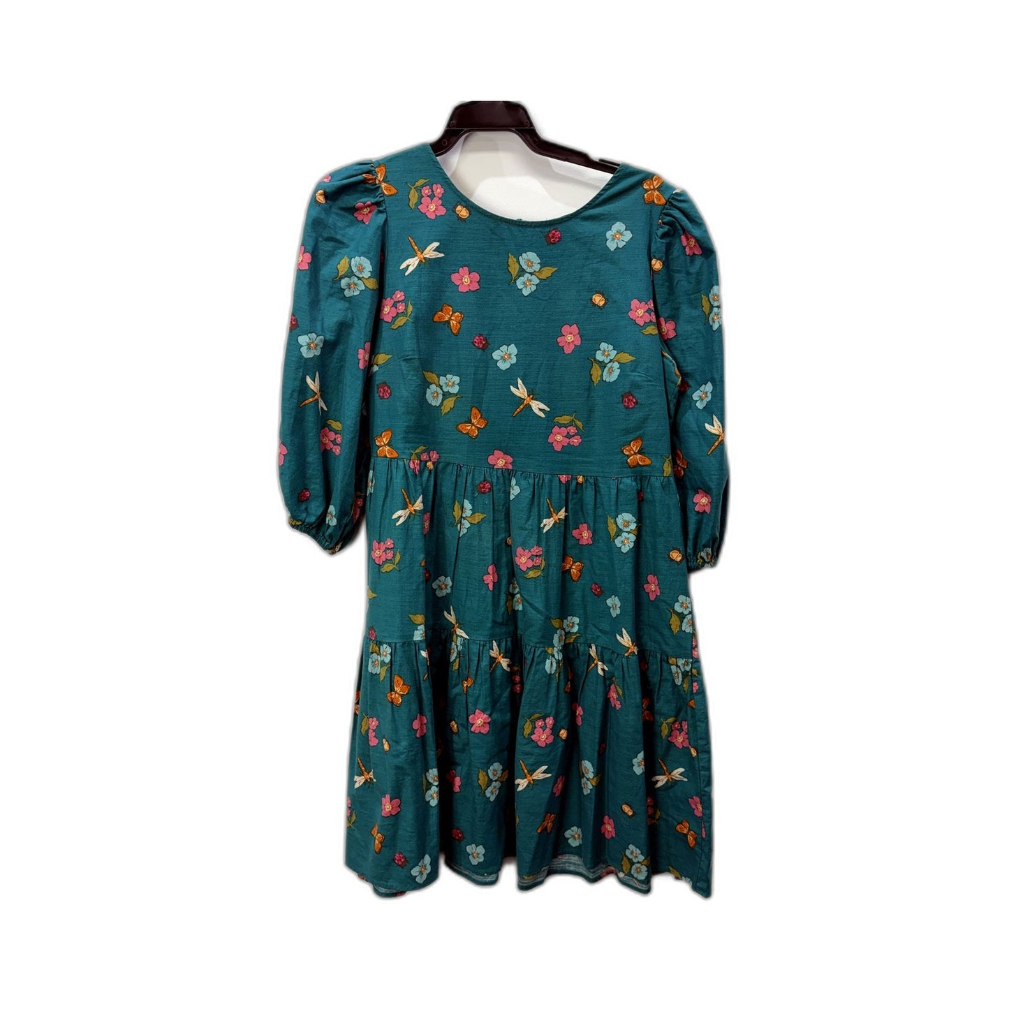 Princess Highway Womens Floral Print Tiered Dress Puff Sleeve Teal Size 6