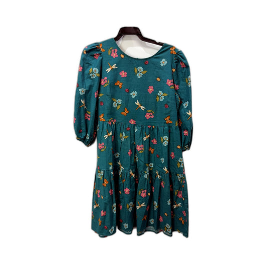 Princess Highway Womens Floral Print Tiered Dress Puff Sleeve Teal Size 6