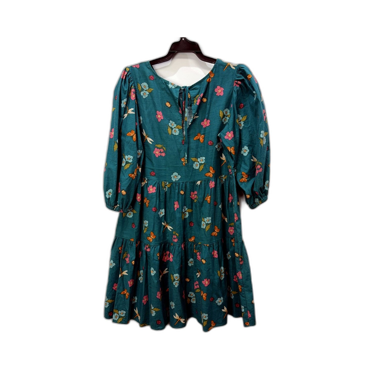 Princess Highway Womens Floral Print Tiered Dress Puff Sleeve Teal Size 6