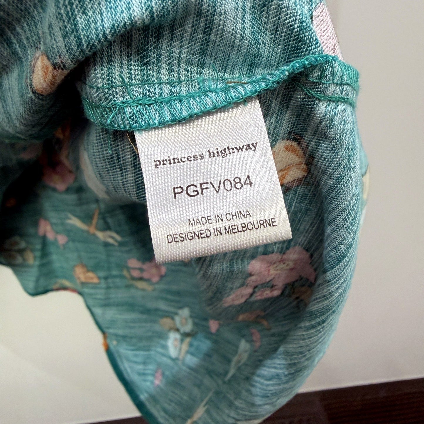 Princess Highway Womens Floral Print Tiered Dress Puff Sleeve Teal Size 6