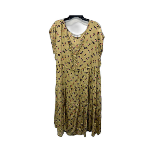Ellis & Dewey Womens Floral Print Dress Puff Sleeve Ruffle Boho Vintage Size XL