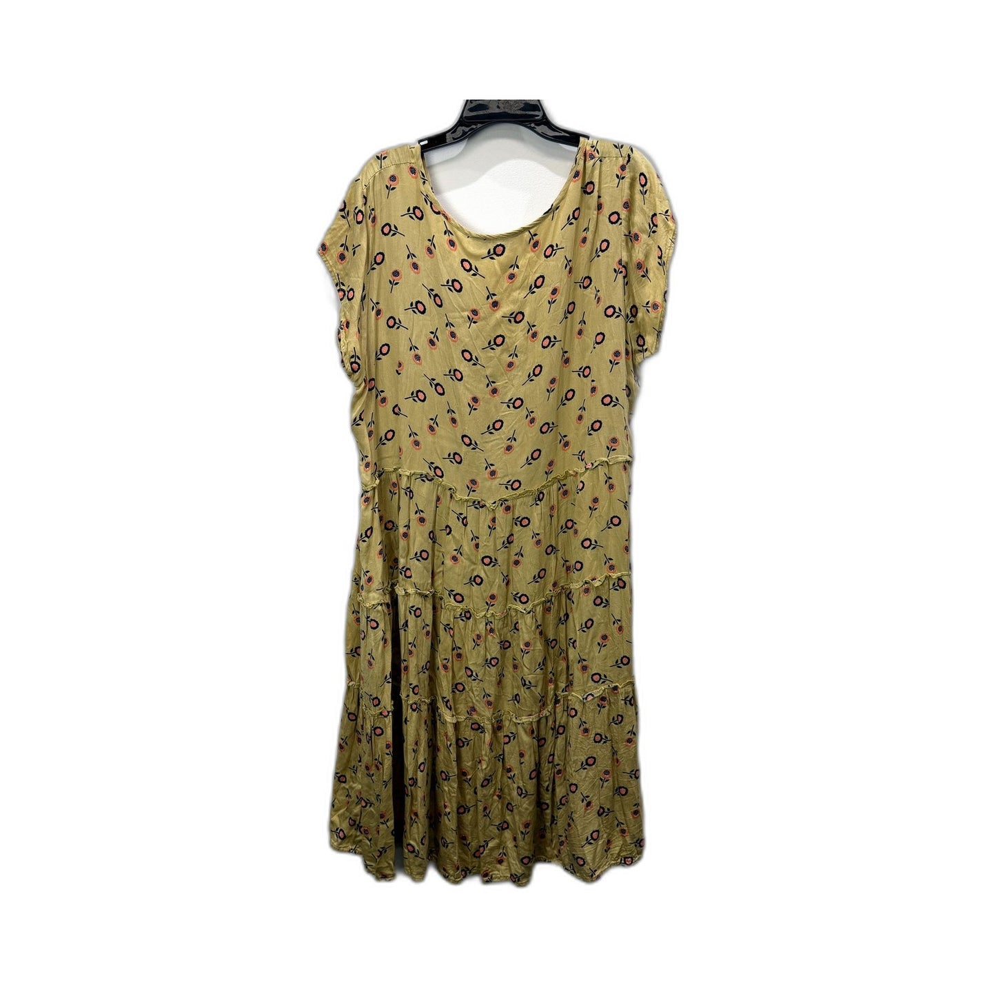 Ellis & Dewey Womens Floral Print Dress Puff Sleeve Ruffle Boho Vintage Size XL