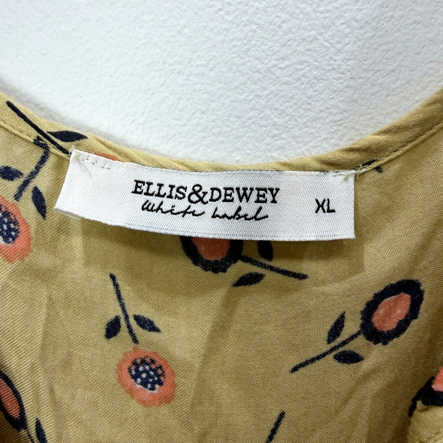 Ellis & Dewey Womens Floral Print Dress Puff Sleeve Ruffle Boho Vintage Size XL