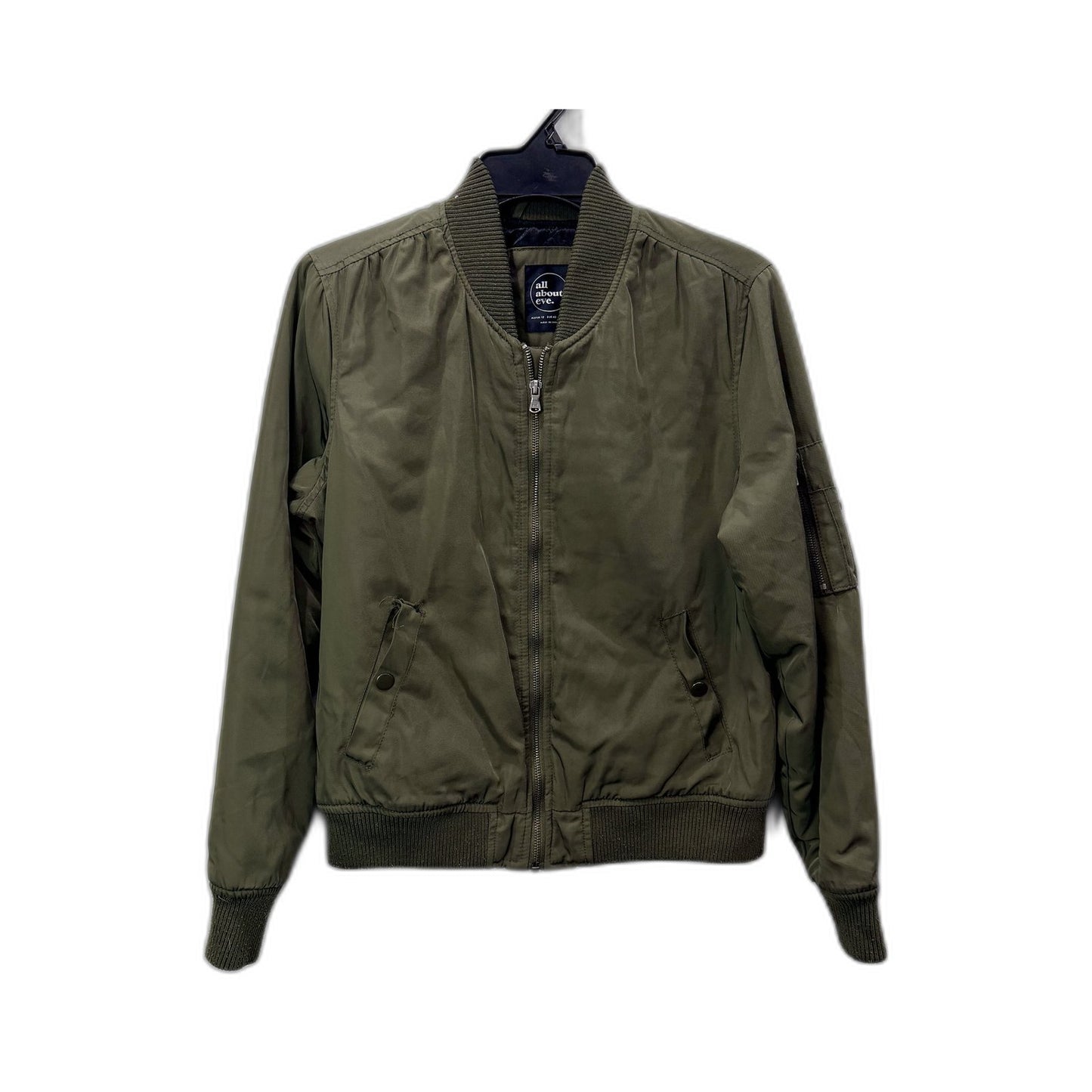 All About Eve Olive Green Bomber Jacket Stylish Casual Lightweight Size 12