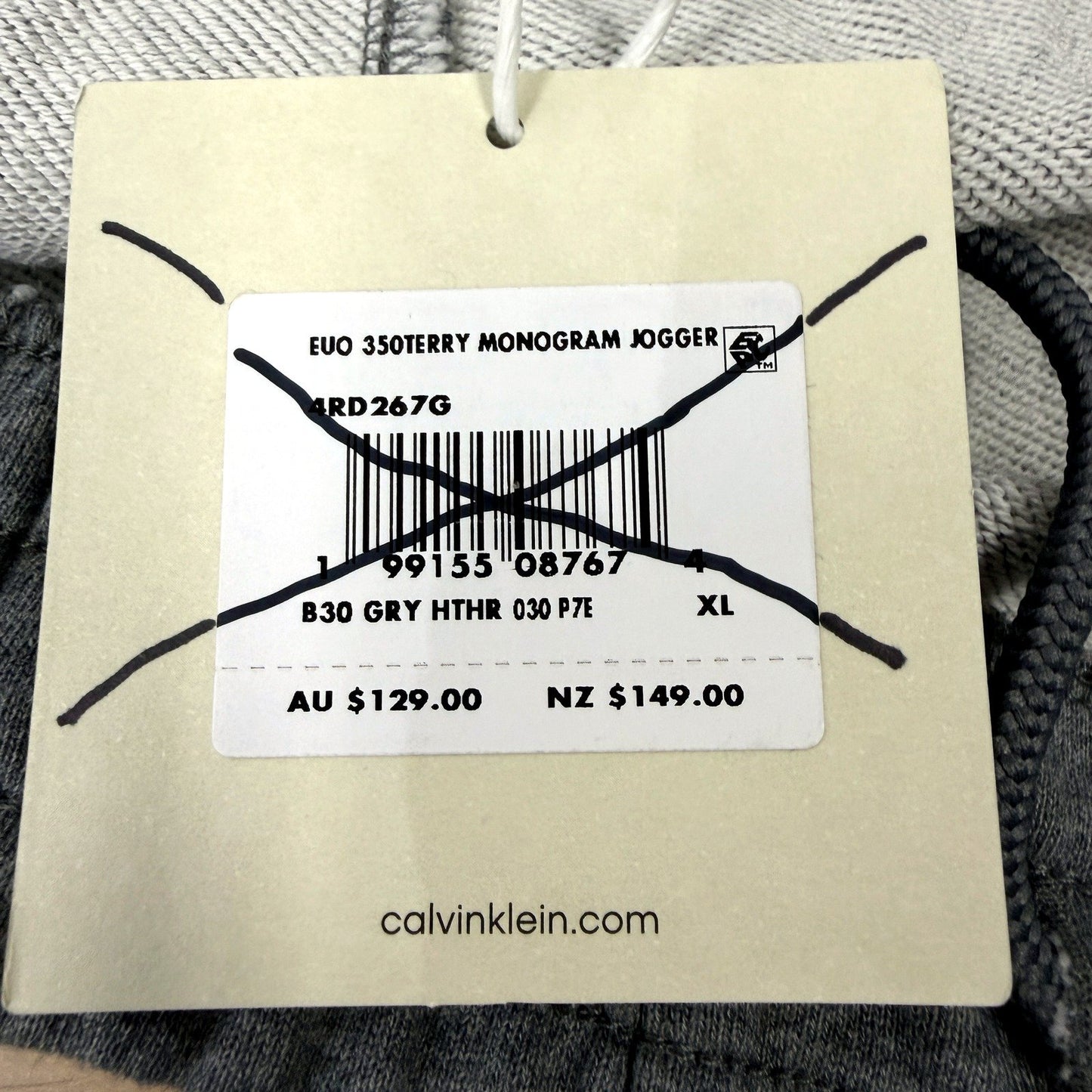 Calvin Klein Mens Monogram Jogger Sweatpants Grey Cotton Athletic Size XL NEW