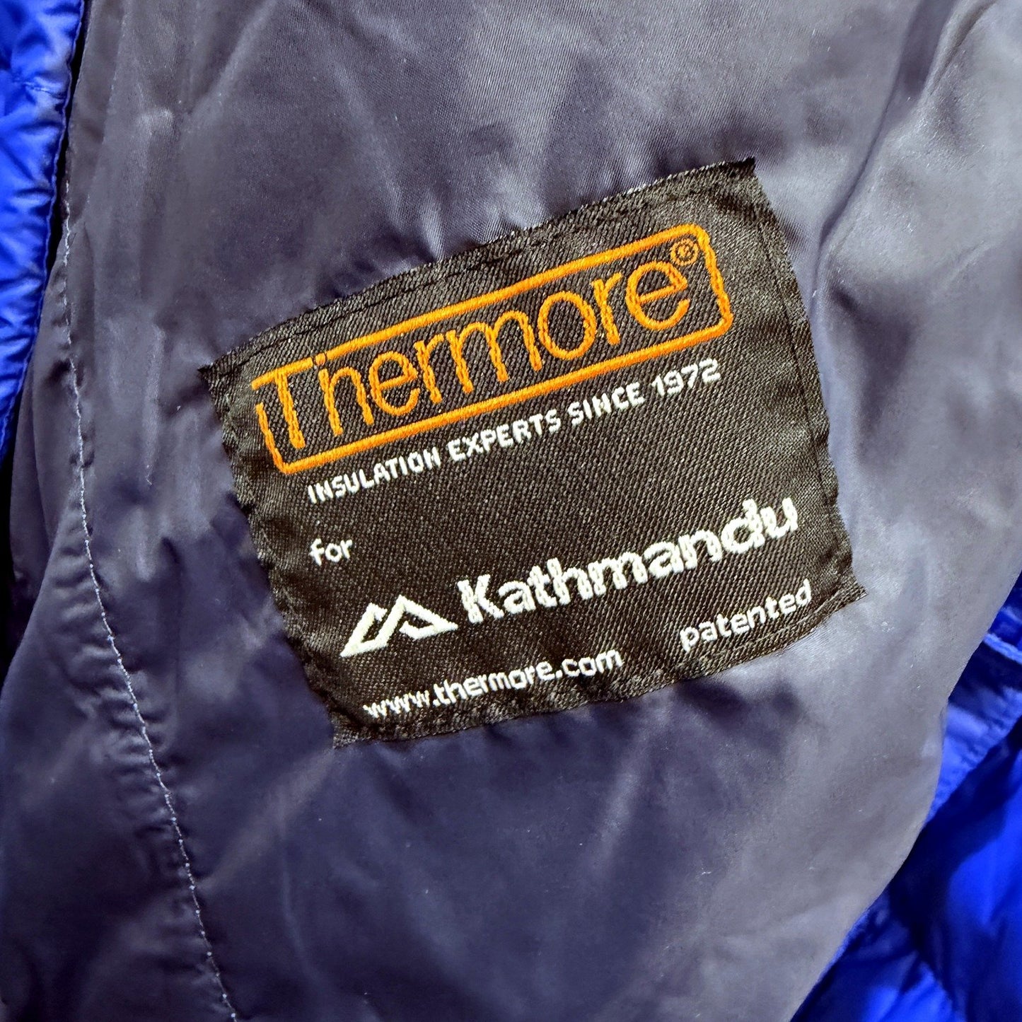 Kathmandu Mens Blue Hooded Puffer Jacket - Quilted Nylon Insulation, Size 2XL