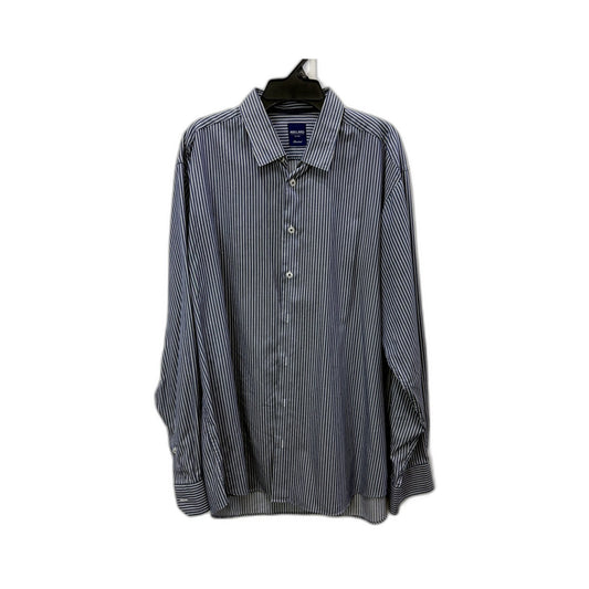 Abelard Mens Classic Fit Cotton Dress Shirt Navy and White Striped Size L